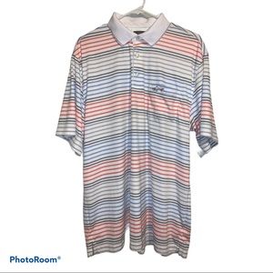 Greg Norman for Tasso Elba DriFit Striped Golf Shirt Sz L